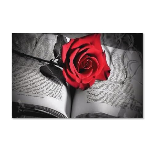 MHYBY DIY 5D Diamond Painting Kit，Eine Rose, Buch，Kreuzstich Heimdekoration Diamantstickerei Mosaikkunst（50x60cm）-87 von MHYBY