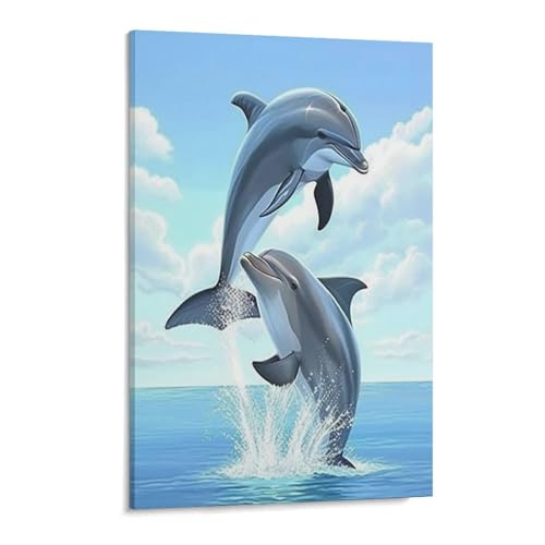 MHYBY Zwei Delphine, Tiere，5D Diamond Painting Diamond Painting Product Stickerei, Full Cross Stitch Kit for Home Decoration（30x40cm）-20 von MHYBY