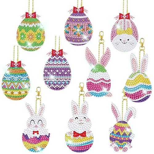 MHwan Diamond Painting Kinder, 10 Stück 5D Süßer Hasen Ei Diamond Painting Ostern Anhänger, DIY-Diamant-Malset für Kinder, Um Die Praktischen Fähigkeiten und Aufmerksamkeit der Kinder zu Fördern MHwan Diamond Painting Kinder, 10 Stück 5D Süßer Hasen Ei Diamond Painting Ostern Anhänger, DIY-Diamant-Malset für Kinder, Um Die Praktischen Fähigkeiten und Aufmerksamkeit der Kinder zu Fördern von MHwan