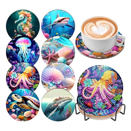 MHwan Diamond Painting Untersetzer, 8 Stück 5D Dreidimensionales Buntes Muster Untersetzer aus Acryl, Nicht saugfähig, Nicht verformbar, kann Lange wiederverwendet Werden, mit Rutschfester Korkbasis MHwan Diamond Painting Untersetzer, 8 Stück 5D Dreidimensionales Buntes Muster Untersetzer aus Acryl, Nicht saugfähig, Nicht verformbar, kann Lange wiederverwendet Werden, mit Rutschfester Korkbasis von MHwan