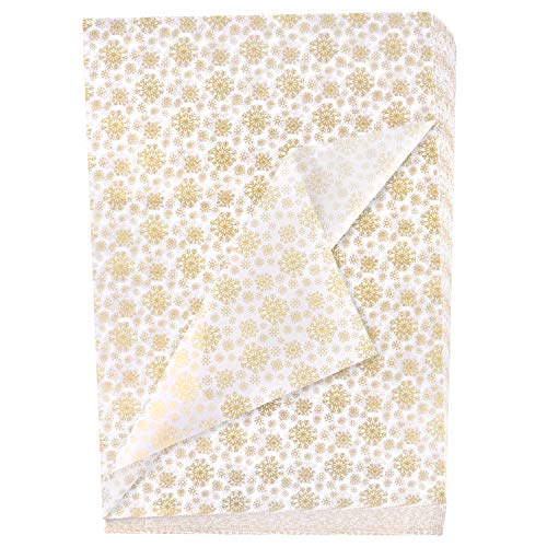 MIAHART 100 Gold Weihnachten Schneeflocke Seidenpapier Blätter 50 * 35 cm Weihnachtspapier für DIY und Basteln Geschenktüten Dekorationen (Gold) von MIAHART