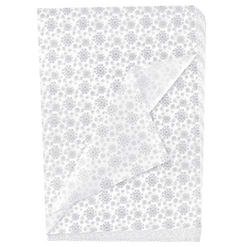 MIAHART 100 Silber Weihnachten Schneeflocke Seidenpapier Blätter 50 * 35cm Weihnachtspapier für DIY und Basteln Geschenktüten Dekoration (Silber) von MIAHART