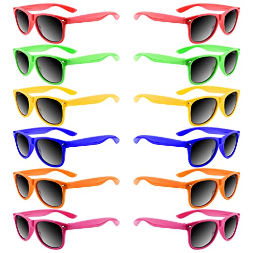 MIAHART 12er-Pack Kinder-Sonnenbrillen, Neonfarben, Partybrillen, Gefälligkeiten für Jungen und Mädchen, Sommer, Strand, Poolparty, Geburtstagsfeier, 6 Farben von MIAHART