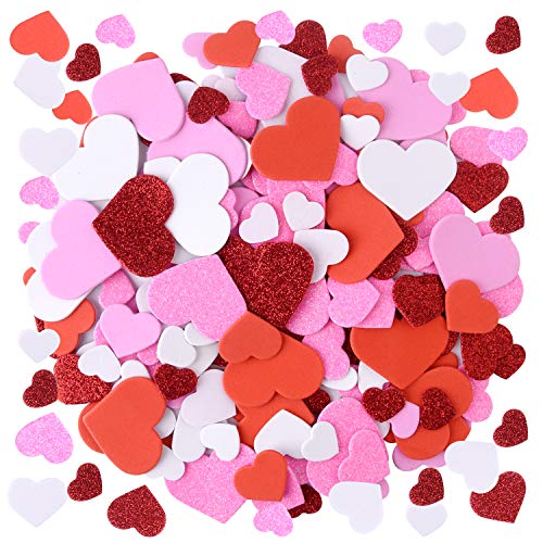 MIAHART 300 Stk. EVA-Schaum-Herzen Aufkleber, Glitzer, Rot, Pink, Weiß, Selbstklebend, Wand, Tür, Fenster, Auto, Schreibtisch, Geschenke von MIAHART