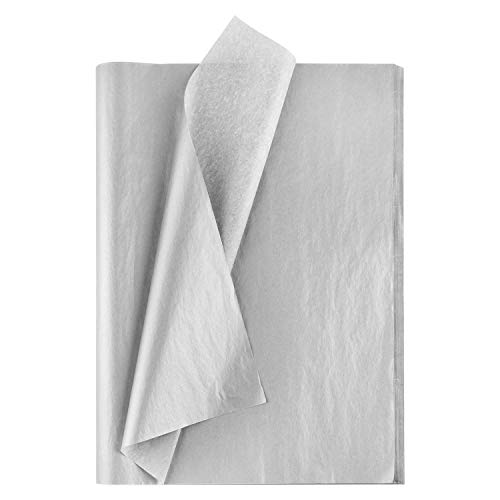MIAHART 50 Blatt Silber Seidenpapier Bulk 20X14 Zoll Metallic Wrap Paper Wrapping Zubehör Wrap für Hochzeitsdekor DIY Shredded Fill Confetti von MIAHART