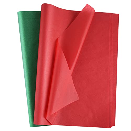 MIAHART 60 Blatt Weihnachts-Seidenpapier Bulk 50 * 35 cm Rotes und grünes Weihnachtspapier für DIY und Basteln Geschenktüten Verpackungsdekorationen (Red,Green) von MIAHART