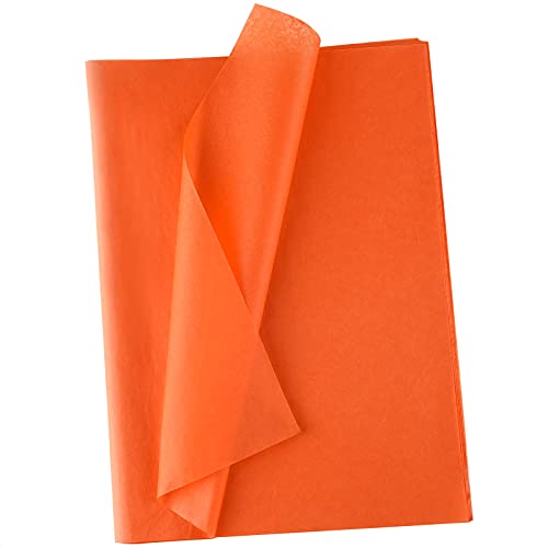 MIAHART 60 Blatt orangefarbenes Seidenpapier zum Verpacken von Geschenken, Halloween, Seidenpapier, lose zum Verpacken von Blumen, Geburtstag, Weihnachten, Halloween, DIY, Basteln, Pompoms, Konfetti von MIAHART