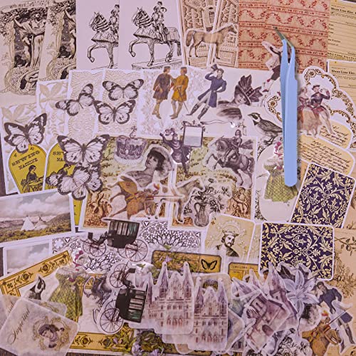 101 Stück Vintage Scrapbooking Aufkleber Set Washi Paper for Journaling Supplies Junk Journal Art Craft Aesthetic Cottagecore Collage Photo Frames von MIANRUII
