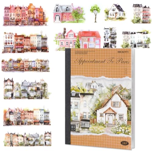 18 Seiten PET Scrapbooking Schöne Vintage Aufkleber, 100+ Magazin Scrapbook Papier Zubehör Coffee Shop Thematische Scrapbook Aufkleber (Braun) von MIANRUII