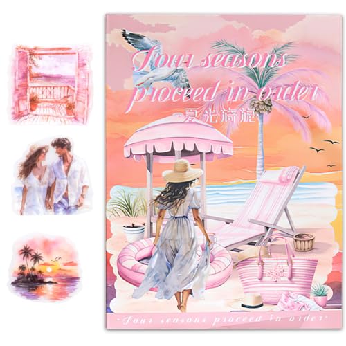 20 Seiten PET Scrapbook Ästhetische Vintage Aufkleber, 100+ Journal Scrapbooking Papier Zubehör für Junk Magazine Winter Themed Scrapbooking Aufkleber (Sommer) von MIANRUII