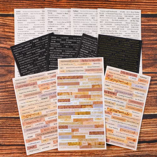 12 Sheet(900+Stk)Bronzierender Glitzer Small Talk Sticker Aufkleber Vintage Scrapbook Aufkleber Satz Zitat Aufkleber für Journaling Scrapbook Aufkleber Sentiment Aufkleber von MIANRUII