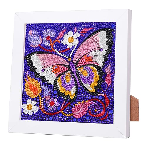 5D DIY Diamond Painting Kinder Mit Holzrahmen,Schmetterling Diamond Painting Set Full Mosaikherstellung für Kinder Mädchen,Erwachsene,Diamant Painting Bilder Arts Craft für Home Wand Decor18x18cm von MIANRUII