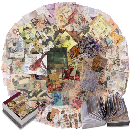 800Pcs Vintage Scrapbooking Papier Washi Stickers transparent Deko Bastelpapier Designpapier Scrapbook Zubehör für Tagebuch Notizbuch DIY Kunst und Handwerk von MIANRUII