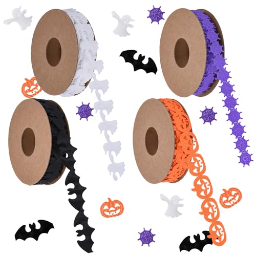 4 Rollen Halloween Band für Handwerk, Kürbis Fledermaus Geist Band Orange schwarz und weiß Band Halloween Handwerk Band für Geschenk verpacken DIY Kranz Blumenstrauß Dekorationen - 5 Yards Each 4 Rollen Halloween Band für Handwerk, Kürbis Fledermaus Geist Band Orange schwarz und weiß Band Halloween Handwerk Band für Geschenk verpacken DIY Kranz Blumenstrauß Dekorationen - 5 Yards Each von MIANRUII