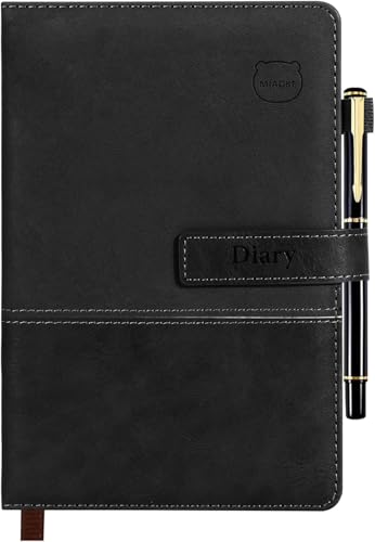 MIAOKE A5 Lined Journal Notebook with Magnetic Closure, 300 Pages Leather Notebook with Luxury Pen, Hardcover Professional Notebook for Office, Travel, Business von MIAOKE