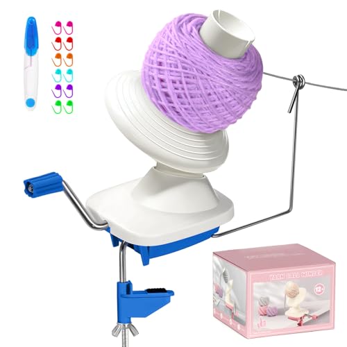 MIAOKE Garnknäuelwickler, leichtgängige Handkurbel, praktischer Garnwickler mit 12 Markierungsstiften und Schere, einfache Installation, Garnwickler Häkeln, Geschenk und guter für Strickbegeisterte-B von MIAOKE