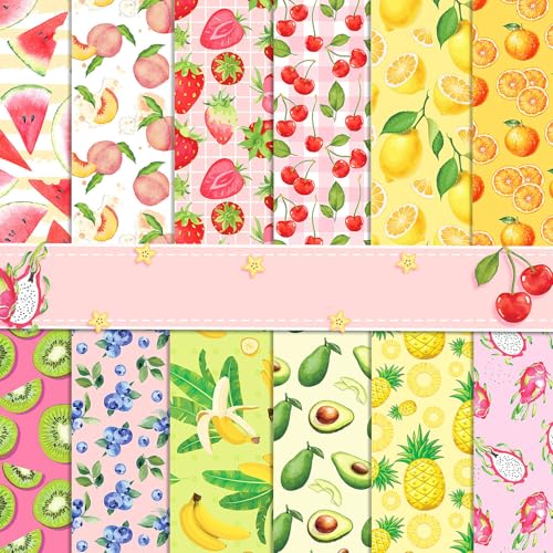 24 Blatt/12 Designs Scrapbook Papier, Obst Muster Doppelseitiges Dekorative Pappe, Bastelpapier Decoupage Papier Block Hintergrundpapier für DIY Alben Bullet Journals Süße Geschenke, 30x30 cm 24 Blatt/12 Designs Scrapbook Papier, Obst Muster Doppelseitiges Dekorative Pappe, Bastelpapier Decoupage Papier Block Hintergrundpapier für DIY Alben Bullet Journals Süße Geschenke, 30x30 cm von MIATTCLD
