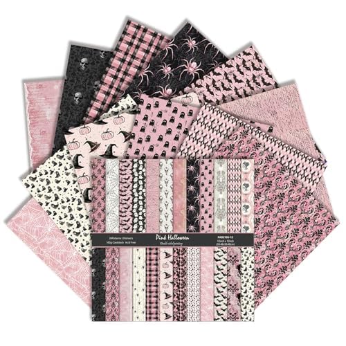 24 Blatt Halloween Musterpapier 12 Designs Scrapbook Papier, 12x12In Doppelseitige Decoupage Papier Block Dekorpapier Bastelpapier für Scrapbook Karte Herstellung Hintergrundpapier (B, 30.5 x 30.5cm) von MIATTCLD