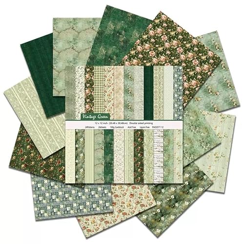 24 Blatt Scrapbook Papier, 24 Designs Doppelseitiges Dekorpapier, Blumenmuster Bastelpapier Decoupage Paper Scrapbooking Craft Papier für DIY Alben Bullet Journals (B, 30.5 x 30.5cm) von MIATTCLD
