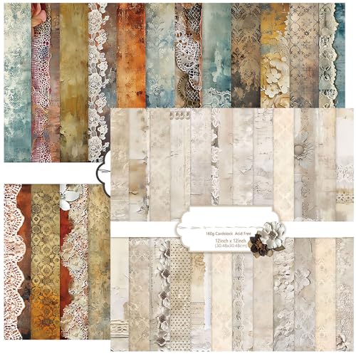48 Stück Designpapier Block mit Muster Doppelseitiges Scrapbook Papier Decoupage Papier Dekorpapier Bastelpapier für Scrapbooks, Alben, DIY Kartenherstellung Journaling(30.5x30.5 cm) von MIATTCLD