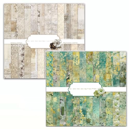 48 Stück Designpapier Block mit Muster Doppelseitiges Scrapbook Papier Decoupage Papier Hintergrundpapier Dekorpapier Bastelpapier für Alben DIY Kartenherstellung Journaling (C, 30.5x30.5 cm) von MIATTCLD
