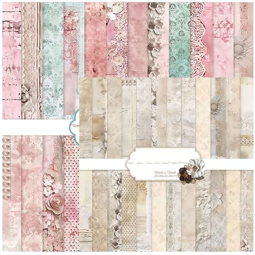 48 Stück Designpapier Block mit Muster Doppelseitiges Scrapbook Papier Decoupage Papier Hintergrundpapier Dekorpapier Bastelpapier für Scrapbooks, Alben, DIY Kartenherstellung Journaling(30.5x30.5 cm) von MIATTCLD