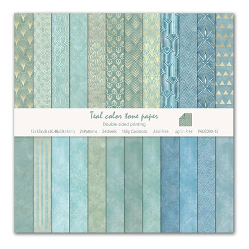 Scrapbook-Papier, 30,5 x 30,5 cm, doppelseitig, gemustertes Papier für Scrapbooking, 24 Blatt/24 Designs, blau, dekoratives Bastelpapier für Junk-Tagebücher, DIY-Karten, Album-Dekoration Scrapbook-Papier, 30,5 x 30,5 cm, doppelseitig, gemustertes Papier für Scrapbooking, 24 Blatt/24 Designs, blau, dekoratives Bastelpapier für Junk-Tagebücher, DIY-Karten, Album-Dekoration von MIATTCLD