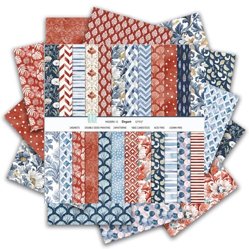 Scrapbook-Papier, Blumenmuster, 24 Blatt/24 Designs, doppelseitig, dekoratives Bastelpapier, MIATTCLD bunt, Scrapbooking-Papier für Junk-Tagebücher, DIY-Karten, Album-Dekoration (Blau, 30,5 x 30,5 cm) Scrapbook-Papier, Blumenmuster, 24 Blatt/24 Designs, doppelseitig, dekoratives Bastelpapier, MIATTCLD bunt, Scrapbooking-Papier für Junk-Tagebücher, DIY-Karten, Album-Dekoration (Blau, 30,5 x 30,5 cm) von MIATTCLD