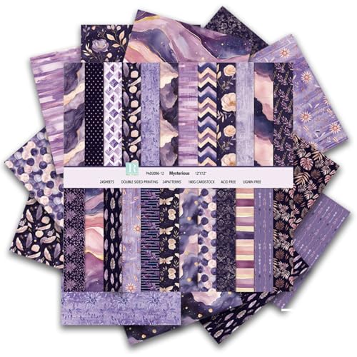 Scrapbook-Papier, Blumenmuster, 24 Blatt/24 Designs, doppelseitig, dekoratives Bastelpapier, MIATTCLD bunt, Scrapbooking-Papier für Junk-Tagebücher, DIY-Karten, Album-Dekoration (lila, 30,5 x 30,5 cm) Scrapbook-Papier, Blumenmuster, 24 Blatt/24 Designs, doppelseitig, dekoratives Bastelpapier, MIATTCLD bunt, Scrapbooking-Papier für Junk-Tagebücher, DIY-Karten, Album-Dekoration (lila, 30,5 x 30,5 cm) von MIATTCLD