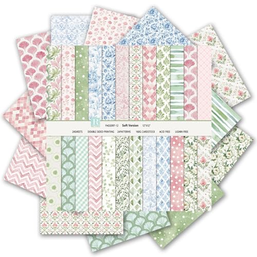 Scrapbook-Papier, Boho-Muster, für Scrapbooking, doppelseitig, florales dekoratives Bastelpapier, MIATTCLD 24 Blatt, Scrapbook-Hintergrundpapier für Fotoalbum, Tagebuch, Dekoration (Rosa, 30,5 x 30,5 Scrapbook-Papier, Boho-Muster, für Scrapbooking, doppelseitig, florales dekoratives Bastelpapier, MIATTCLD 24 Blatt, Scrapbook-Hintergrundpapier für Fotoalbum, Tagebuch, Dekoration (Rosa, 30,5 x 30,5 von MIATTCLD