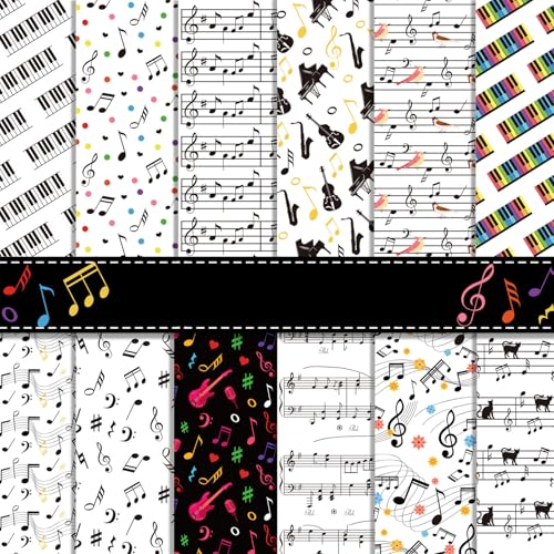 Scrapbook Papier Pad 24 Blätter Scrapbooking Papier, 30×30cm Musiksymbole Muster Designpapier, Doppelseitige Dekorative Hintergrund Handwerk Papierpackung für DIY Karte machen Foto Album Journal Dekor von MIATTCLD