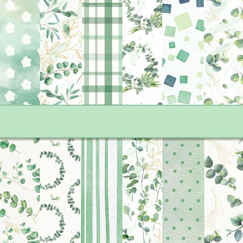 Scrapbook-Papier mit Blumenmuster, für Scrapbooking, 24 Blatt, doppelseitig, Frühlingsblumen, dekorative Bastelpapiere für DIY-Kartenherstellung, Fotoalbum, Tagebuch, Dekor (Grün, 30 x 30 cm) von MIATTCLD