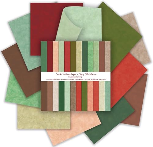 Scrapbooking Papier 24 Blatt/12 Designs, Doppelseitiges Weihnachtstheme Designpapier, Bastelpapier Dekorpapier Decoupage Papier Block für DIY Geschenke ﻿Karte Herstellung (A, 30.5 x 30.5 cm) von MIATTCLD