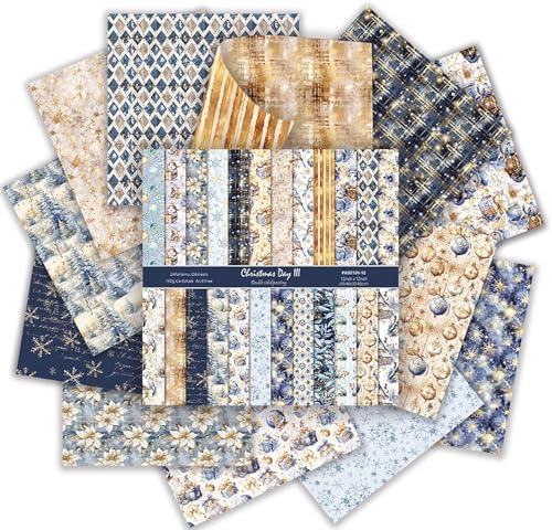 Scrapbooking Papier 24 Blatt/12 Designs, Doppelseitiges Weihnachtstheme Designpapier, Bastelpapier Dekorpapier Decoupage Papier Block für DIY Geschenke ﻿Karte Herstellung (C, 30.5 x 30.5 cm) von MIATTCLD
