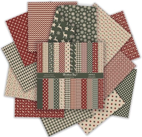 Scrapbooking Papier 24 Blatt/12 Designs, Doppelseitiges Weihnachtstheme Designpapier, Bastelpapier Dekorpapier Decoupage Papier Block für DIY Geschenke ﻿Karte Herstellung (D, 30.5 x 30.5 cm) von MIATTCLD