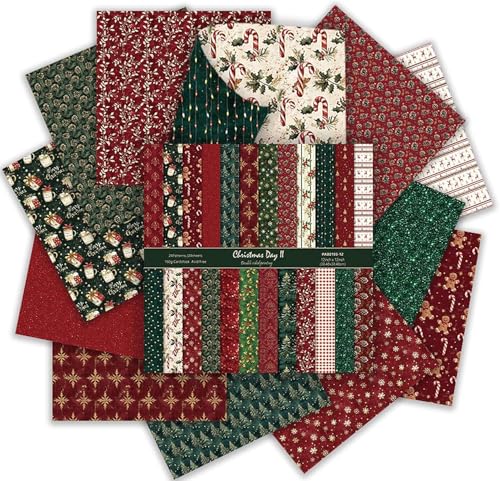 Scrapbooking Papier 24 Blatt/12 Designs, Doppelseitiges Weihnachtstheme Designpapier, Bastelpapier Dekorpapier Decoupage Papier Block für DIY Geschenke ﻿Karte Herstellung (E, 30.5 x 30.5 cm) von MIATTCLD