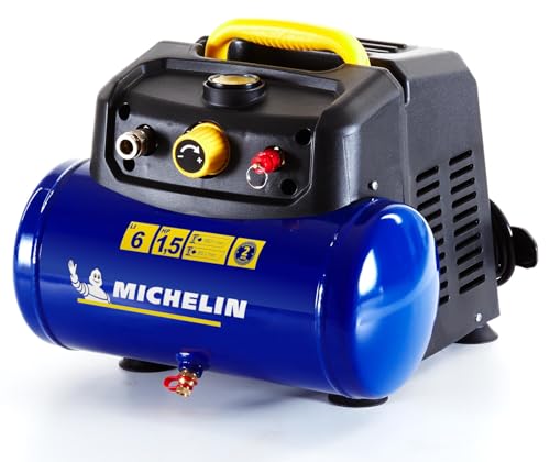 Michelin MBL6 tragbarer Luftkompressor, 6-Liter ölfreier Luftkompressor, integriertes Manometer, Max. Druck 8 Bar, 1,5 PS Leistung von MICHELIN