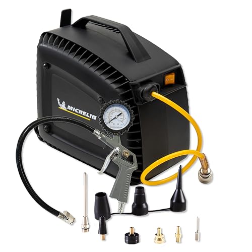 Michelin Tragbarer Druckluftkompressor MBL-GO COMPACT, Ölfreier Kompressor, Luftpistole mit Manometer, Maximaldruck: 8 Bar, mit Automatik-Wickelschlauch, Leistung: 1,5 PS, Geräuschpegel: 97 dB LwA Michelin Tragbarer Druckluftkompressor MBL-GO COMPACT, Ölfreier Kompressor, Luftpistole mit Manometer, Maximaldruck: 8 Bar, mit Automatik-Wickelschlauch, Leistung: 1,5 PS, Geräuschpegel: 97 dB LwA von MICHELIN