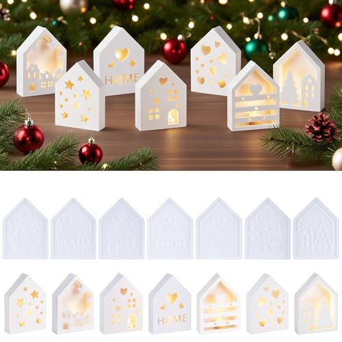 MICHIHOMIE 8 Stück Silikonformen Gießformen Haus, 3D Gießformen Silikon Häuser, DIY Weihnachten Deko Silikonform, Kerzenhalter für Heimdekoration MICHIHOMIE 8 Stück Silikonformen Gießformen Haus, 3D Gießformen Silikon Häuser, DIY Weihnachten Deko Silikonform, Kerzenhalter für Heimdekoration von MICHIHOMIE