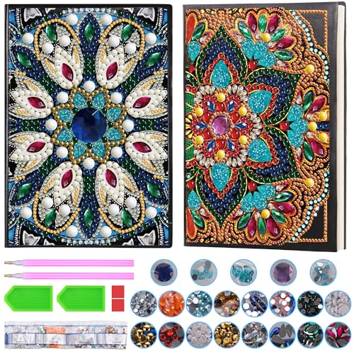 MICHIHOMIE 2 Stück Basteln Mädchen 6 7 8 9 10 Jahre, Geschenke Mädchen 5-12 Jahre, Diamond Painting Kinder A5 Notizbuch, Bastelset Mädchen Spielzeug 7-12 Jahre Mandalas Geburtstagsgeschenk von MICHIHOMIE