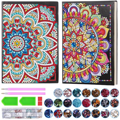 MICHIHOMIE 2 Stück Basteln Mädchen 6 7 8 9 10 Jahre, Geschenke Mädchen 5-12 Jahre, Diamond Painting Kinder A5 Notizbuch, Bastelset Mädchen Spielzeug 7-12 Jahre Mandalas Geburtstagsgeschenk von MICHIHOMIE