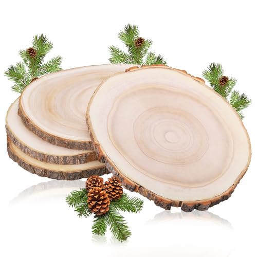 MICHIHOMIE Holzscheiben 4 Stück, 20-23 cm Durchmesser und 15 mm Dicke Baumscheiben Unbehandelte, Baumstamm Scheiben für DIY Basteln, Hochzeit und Weihnachten Deko MICHIHOMIE Holzscheiben 4 Stück, 20-23 cm Durchmesser und 15 mm Dicke Baumscheiben Unbehandelte, Baumstamm Scheiben für DIY Basteln, Hochzeit und Weihnachten Deko von MICHIHOMIE
