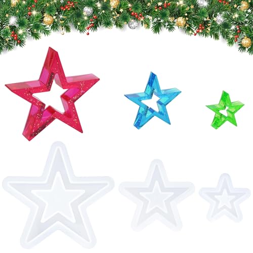 Silikonformen Gießformen Sterne, 3 Stück Gießformen Silikon Stern Weihnachten, Silikonformen Stern, Sterne Gipsformen zum Gießen von MICHIHOMIE