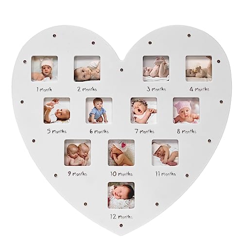 MICKYU Baby Andenken Bilderrahmen mit LED-Licht, Baby erstes Jahr Bilderrahmen 12 Monate, personalisierter Fotorahmen Muttertag, Neugeborenes Baby Meilenstein Kinderzimmer Dekor von MICKYU