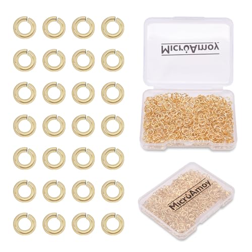 MICROAMOY Biegeringe mit 14 Karat Gold gefüllt, läuft nicht an, DIY-Schmuckherstellung, 500 Stück (0,7 x 6 mm) von MICROAMOY