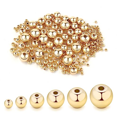 MICROAMOY Runde Perlen aus 14 Karat Gold, langlebige Perlen, die nicht leicht verblassen, nahtlose Abstandshalter, lose Messingperlen, Goldperlen für Schmuckherstellung, 500 Stück MICROAMOY Runde Perlen aus 14 Karat Gold, langlebige Perlen, die nicht leicht verblassen, nahtlose Abstandshalter, lose Messingperlen, Goldperlen für Schmuckherstellung, 500 Stück von MICROAMOY