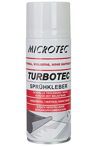Microtec® Sprühkleber | 400ml | extra starker Sprühkleber aus der Industrie | transparent | mit 6-fach verstellbarer Sprühkopfkombination von MICROTEC