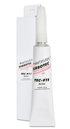 Microtec® Turbotec-911 Sekundenkleber Gel | 20g | Industriekleber für den Haushalt | Extra starker und zähflüssiger Kleber, der das Abtropfen verhindert | wasserfest, hitze- und kältebeständig von MICROTEC