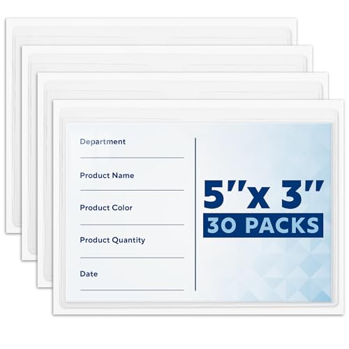 Mifflin - Karteikartenhalter 3x5 Zoll / 7,6x12,7 cm, 30er-Pack - transparente selbstklebende Kartentaschen - Etikettenhalter zum Ordnen von Lagerkisten und -behältern Mifflin - Karteikartenhalter 3x5 Zoll / 7,6x12,7 cm, 30er-Pack - transparente selbstklebende Kartentaschen - Etikettenhalter zum Ordnen von Lagerkisten und -behältern von MIFFLIN
