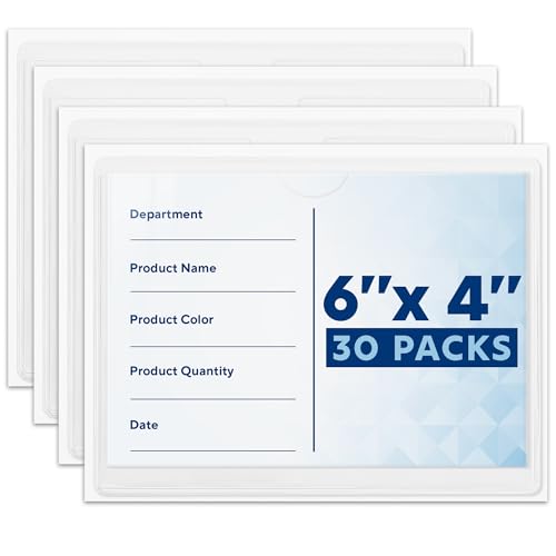 Mifflin - Karteikartenhalter 4x6 Zoll / 10 x 15 cm, 30er-Pack - transparente selbstklebende Kartentaschen - Etikettenhalter zum Ordnen von Lagerkisten und -behältern von MIFFLIN